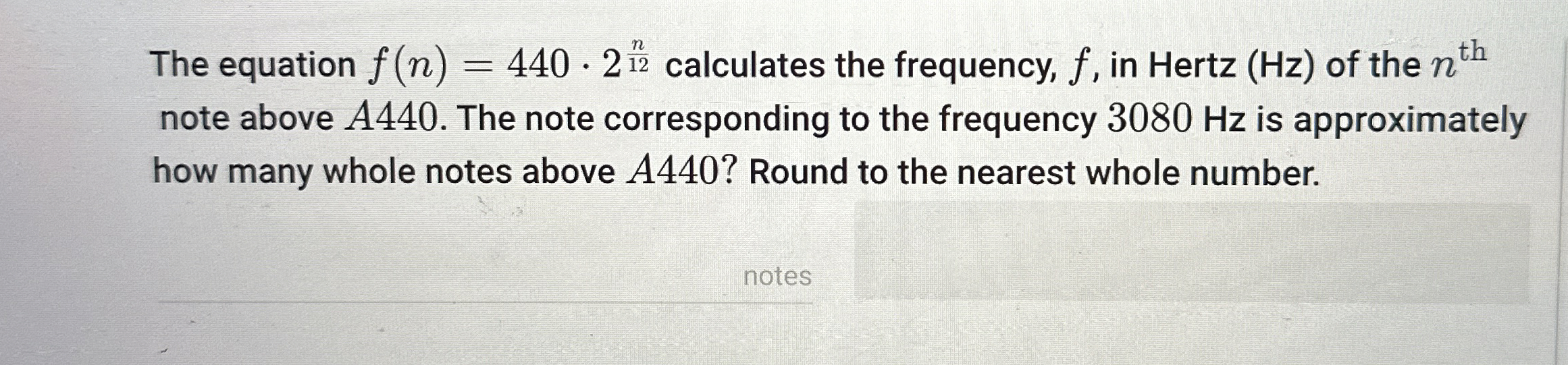 Solved The equation f(n)=440*2n12 ﻿calculates the frequency, | Chegg.com