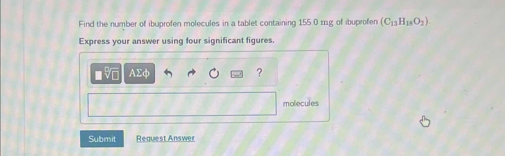Find the number of ibuprofen molecules in a tablet