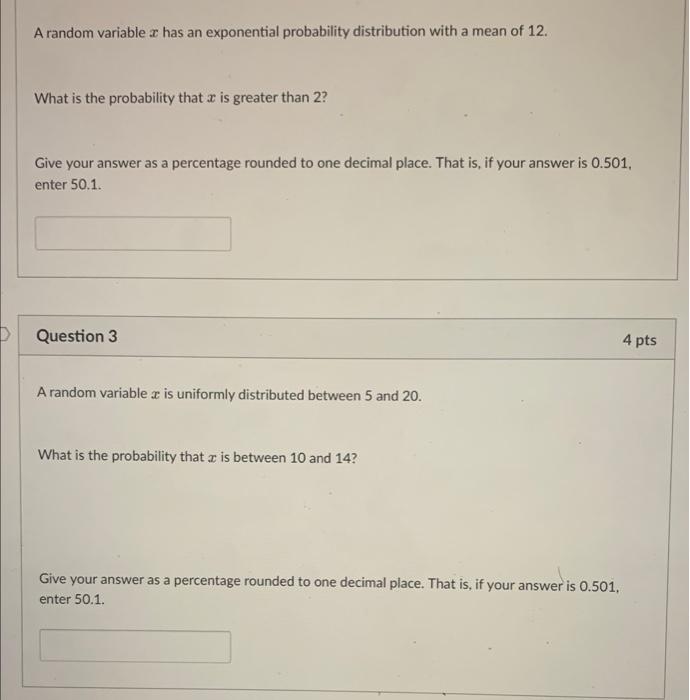 Solved A random variable x has an exponential probability | Chegg.com