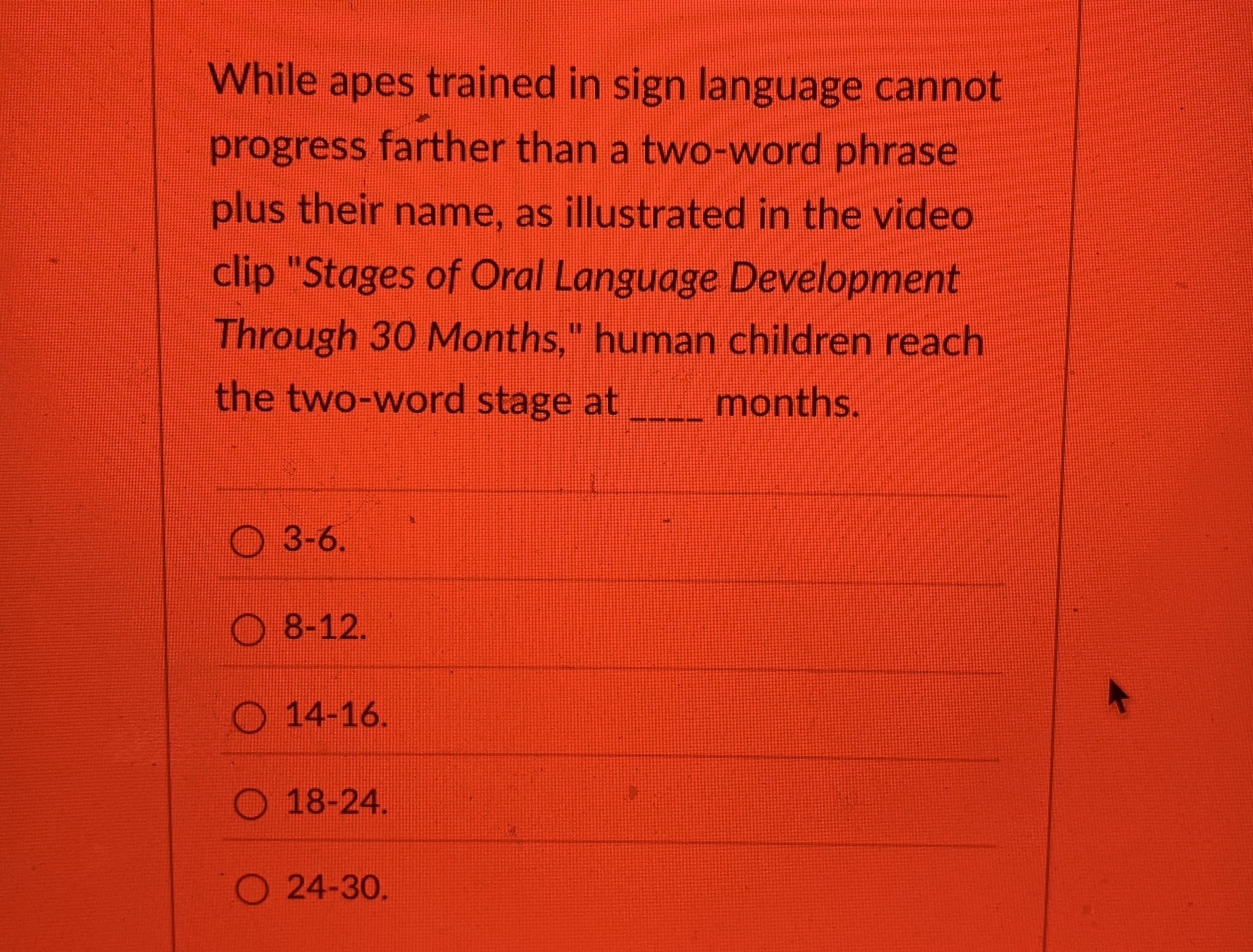 Solved While apes trained in sign language cannot progress | Chegg.com