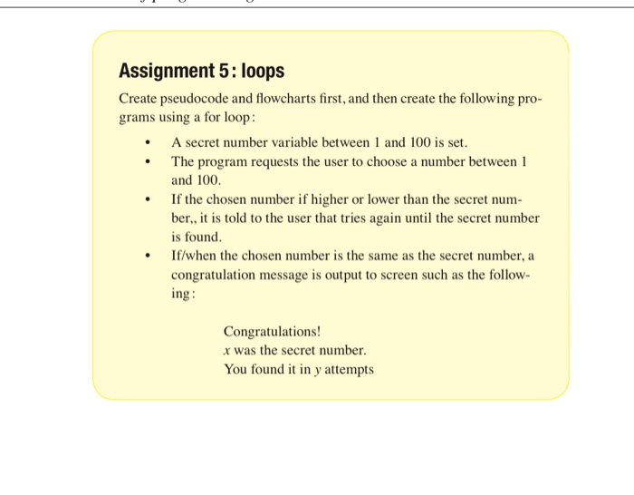 Solved Assignment 5: loops Create pseudocode and flowcharts | Chegg.com