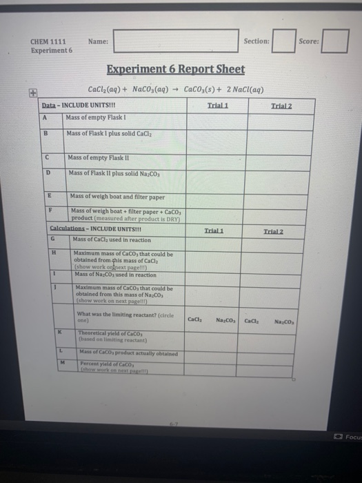 experiment 6 report sheet