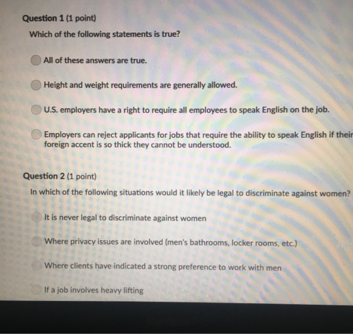 Solved Question 1 1 Point Which Of The Following Statem