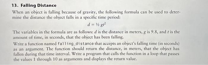 Solved 13. Falling Distance When an object is falling | Chegg.com