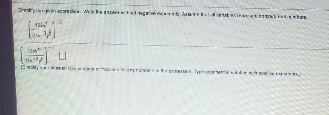 Solved Simplify the given expression. Write the answer | Chegg.com