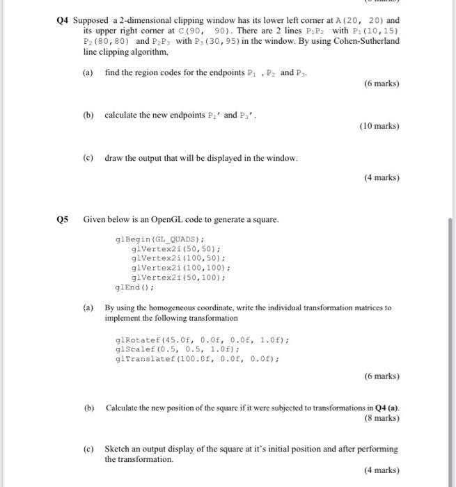 Solved 04 Supposed a 2-dimensional clipping window has its | Chegg.com