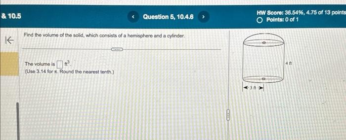 Solved Find the volume of the solid, which consists of a | Chegg.com