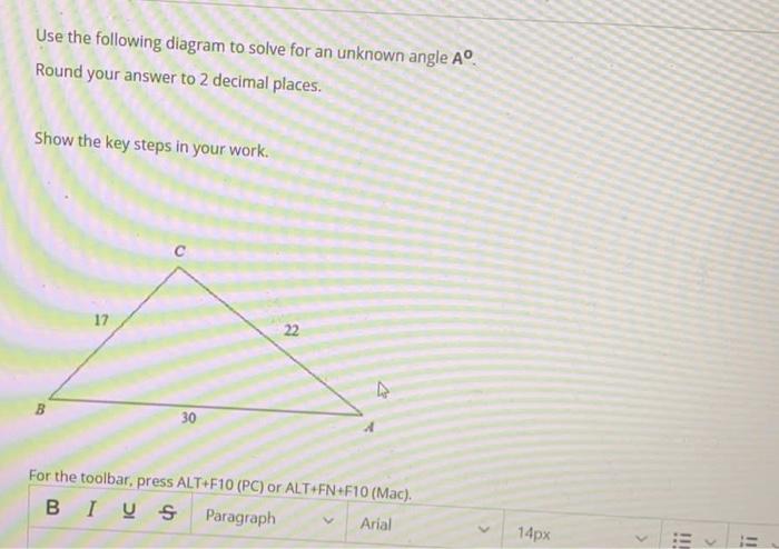 Solved Use the following diagram to solve for an unknown | Chegg.com