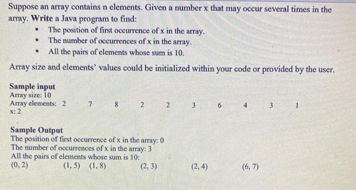 Solved Suppose An Array Contains N Elements. Given A Number | Chegg.com