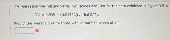 Solved The regression line relating verbal SAT scores and | Chegg.com