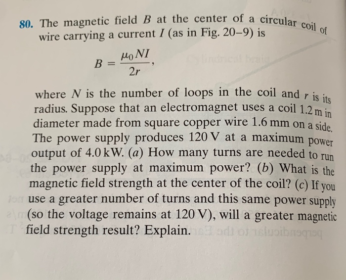 Solved 80. The magnetic field B at the center of a circular | Chegg.com