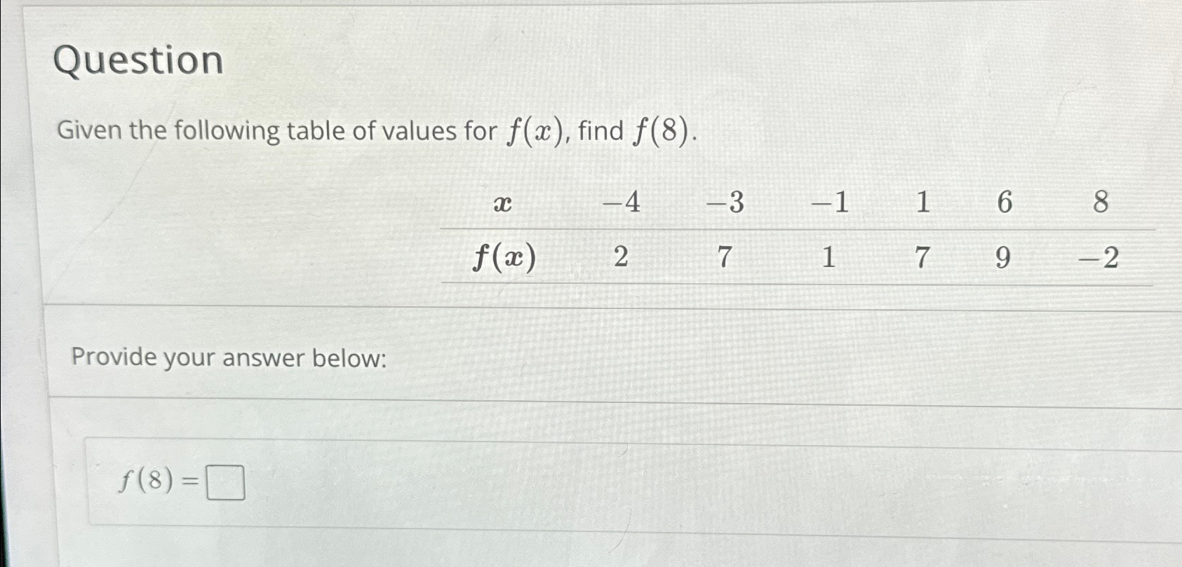 solved-questiongiven-the-following-table-of-values-for-f-x-chegg