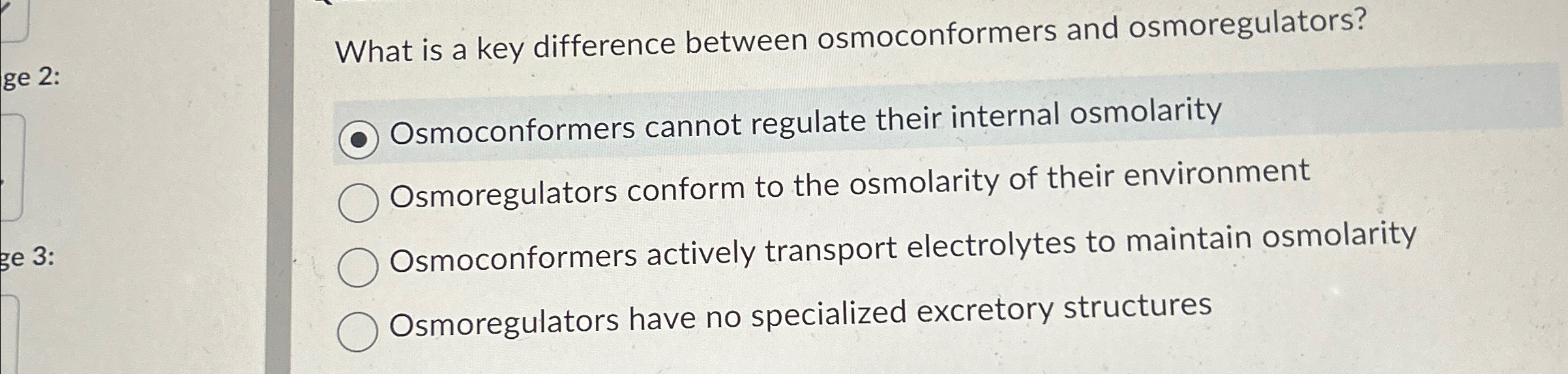 Solved What is a key difference between osmoconformers and | Chegg.com