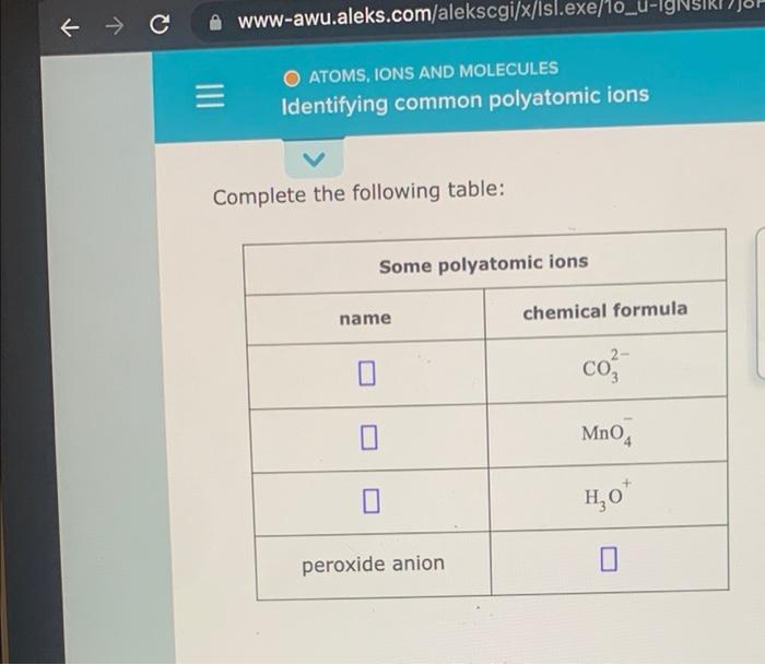 Solved Complete The Following Table: | Chegg.com