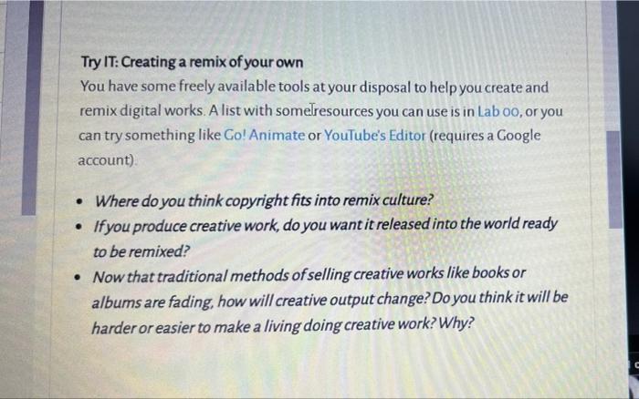 Solved Try IT: Creating a remix of your own You have some | Chegg.com