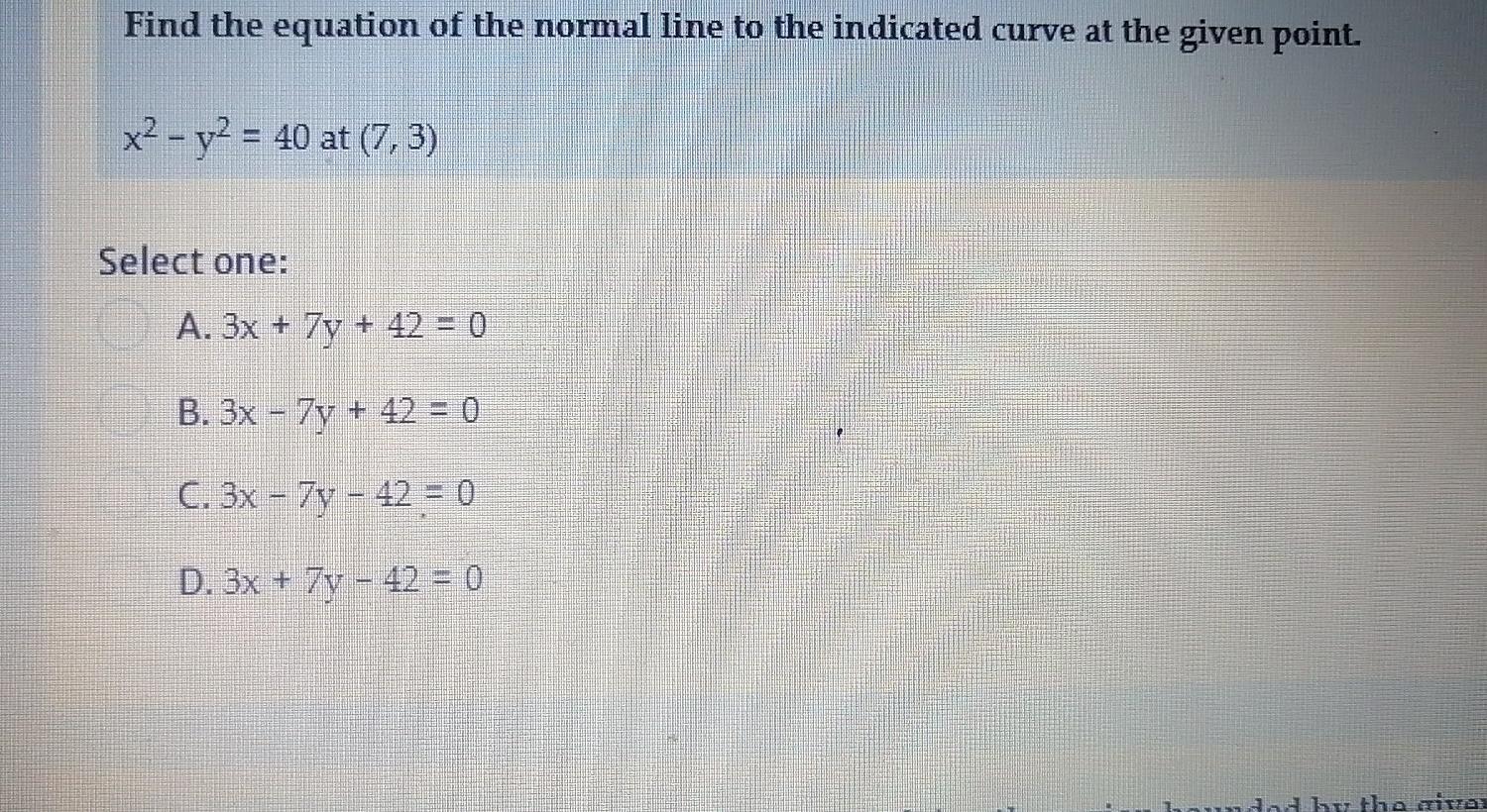 Solved Find the equation of the normal line to the indicated | Chegg.com