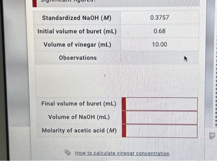 Solved How to calculate vinegar concentration | Chegg.com