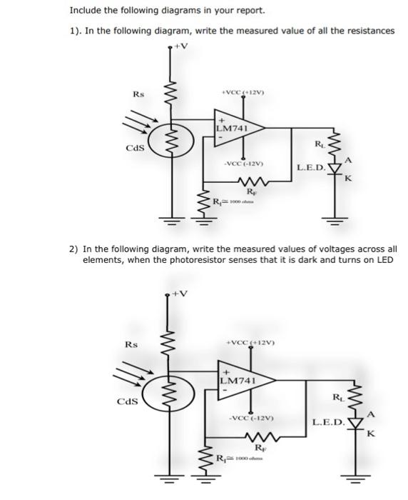 Include the following diagrams in your report.
1). In the following diagram, write the measured value of all the resistances
