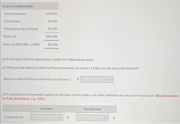 Solved - Your answer is partially correct. A job order cost | Chegg.com