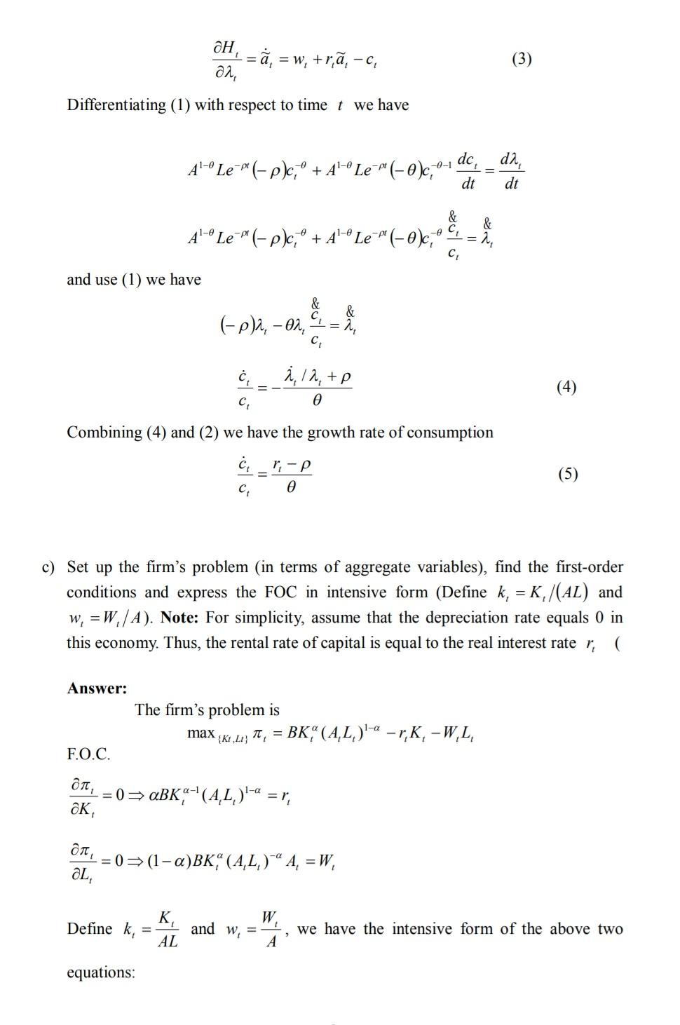 Solved 2. The Ramsey-Cass-Koopmans Model Consider a standard | Chegg.com