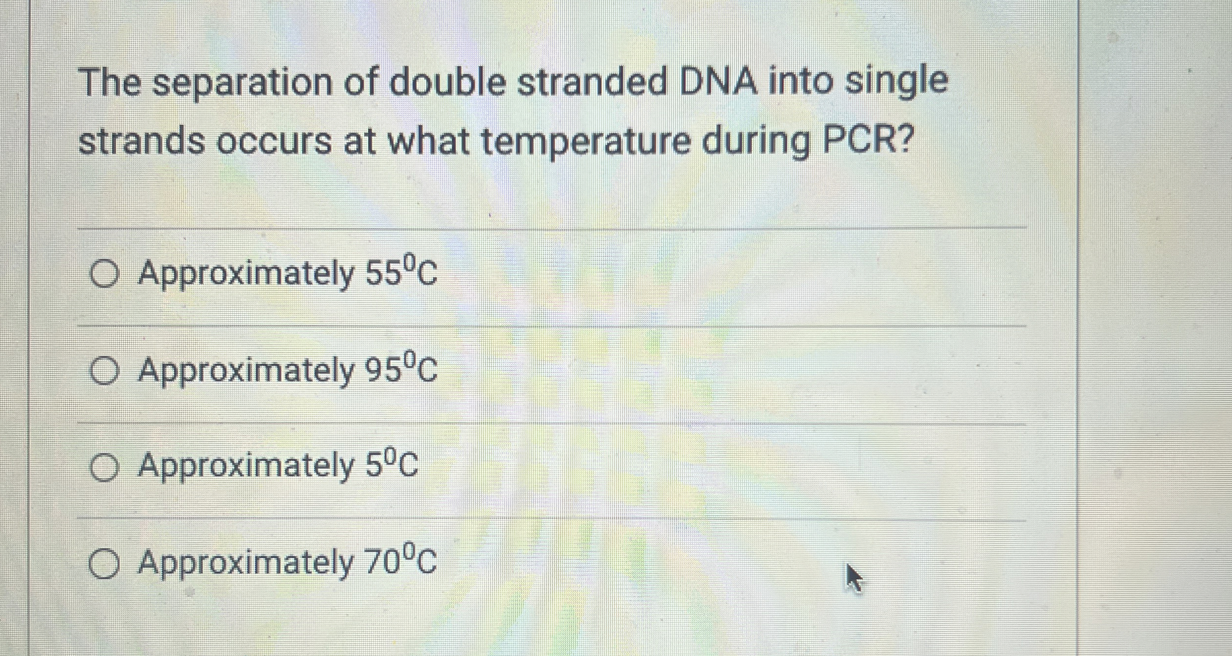 Solved The separation of double stranded DNA into single | Chegg.com