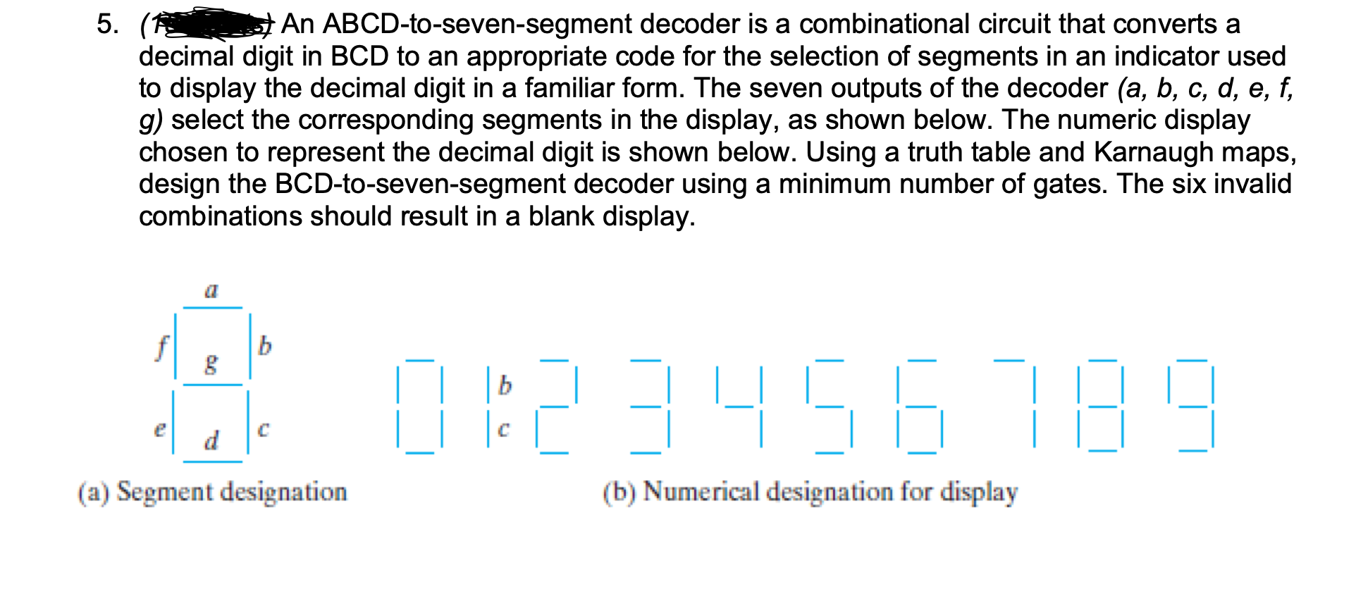 Solved An Abcd To Seven Segment Decoder Is A Combinational 6655