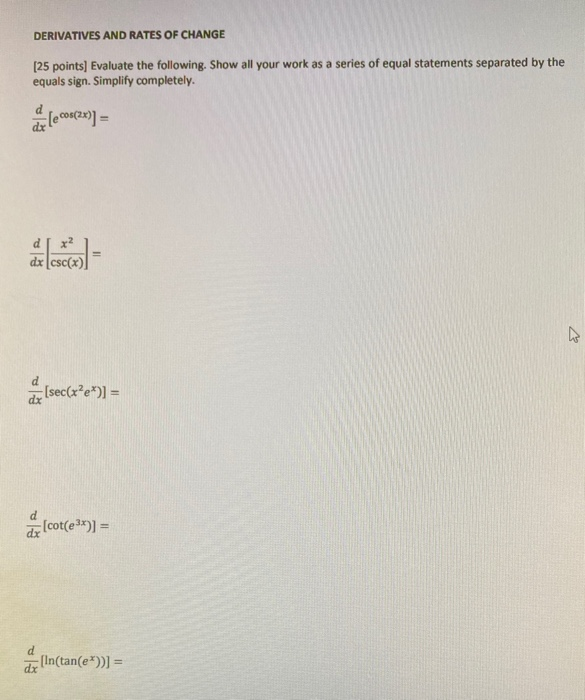 Solved evaluate the following. show all your work as a | Chegg.com