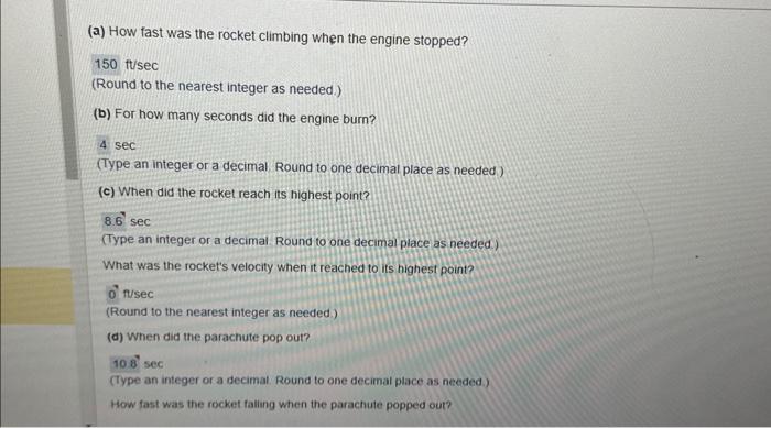 Solved When a model rocket is launched, the propellant | Chegg.com