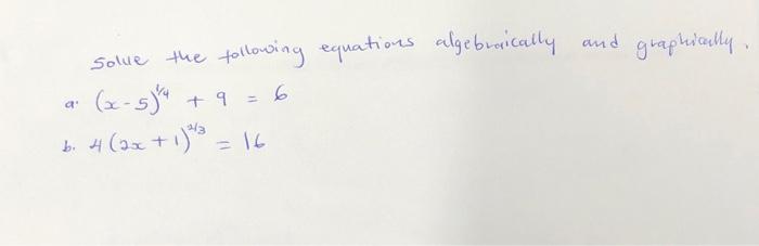 Solved Solve the following equations algebraically and | Chegg.com