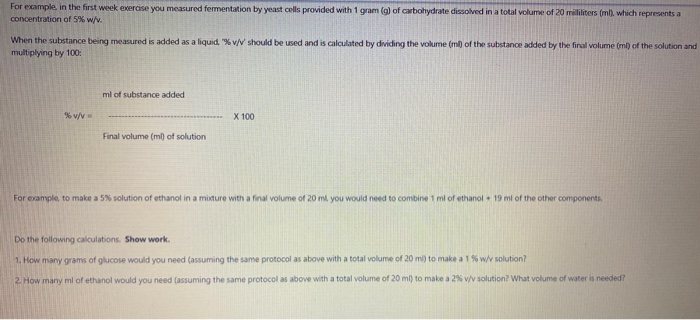 Solved For all of these experiments you must calculate the | Chegg.com