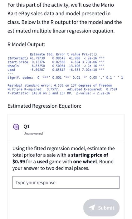 Solved For this part of the activity, we'll use the Mario | Chegg.com