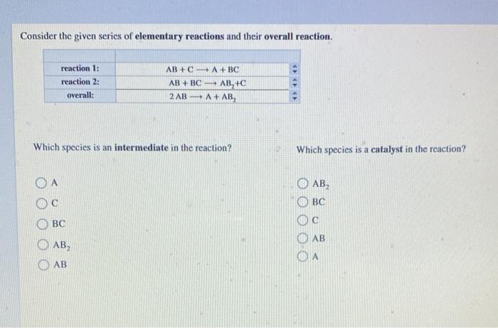 Solved Consider the given series of elementary reactions and | Chegg.com