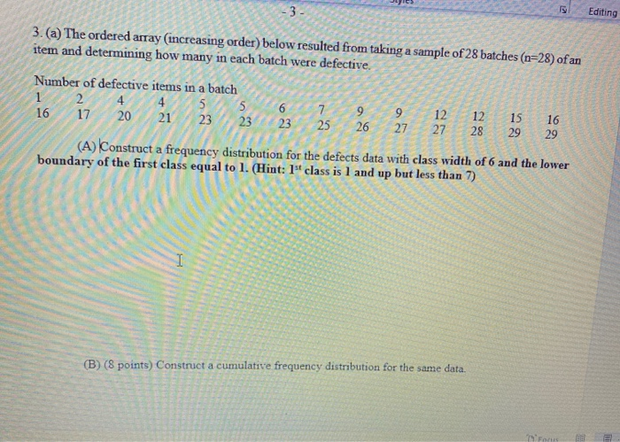 Solved 3. Editing 3. (a) The ordered array increasing order) | Chegg.com