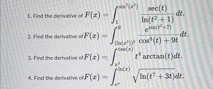 Solved 1. Find the derivative of | Chegg.com