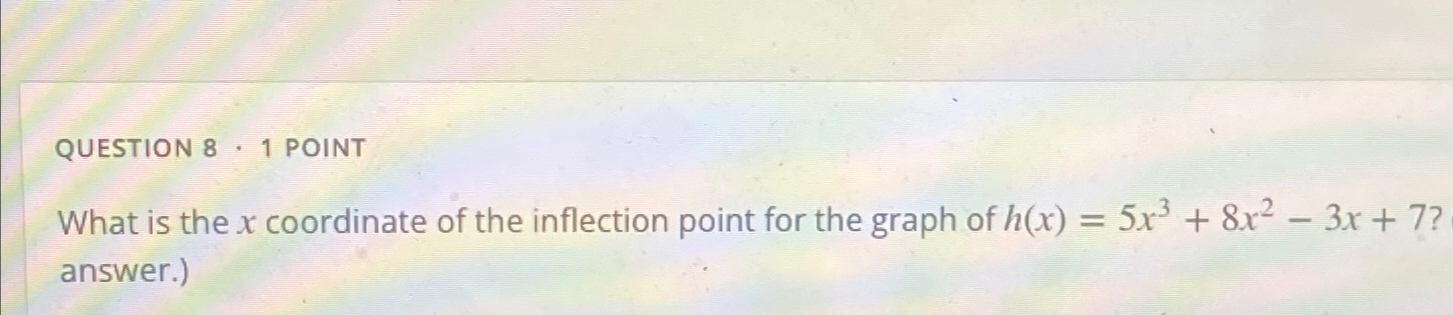 Solved QUESTION 8 - 1 ﻿POINTWhat is the x ﻿coordinate of the | Chegg.com