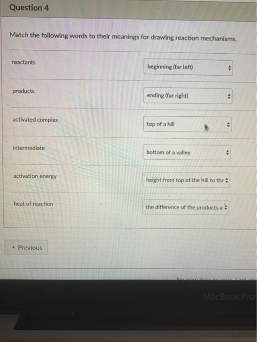 Solved A Question 4 4 pts Match the following words to the | Chegg.com