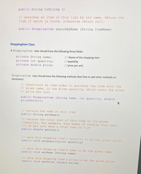 Solved Write a class named ShoppingList that represents a | Chegg.com