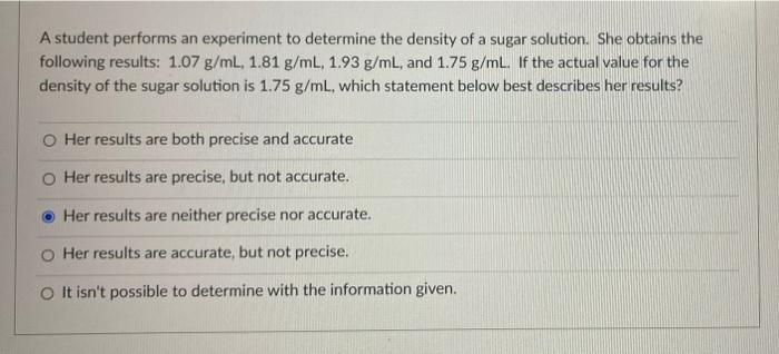 Solved A student performs an experiment to determine the | Chegg.com