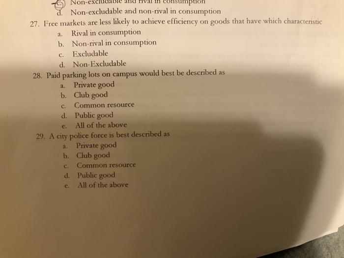 Solved 10 Non Excludable And Rival In Consumption 2 Chegg Com