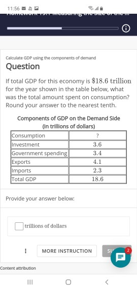 Solved 11:56 om ..... Calculate GDP using the components of | Chegg.com