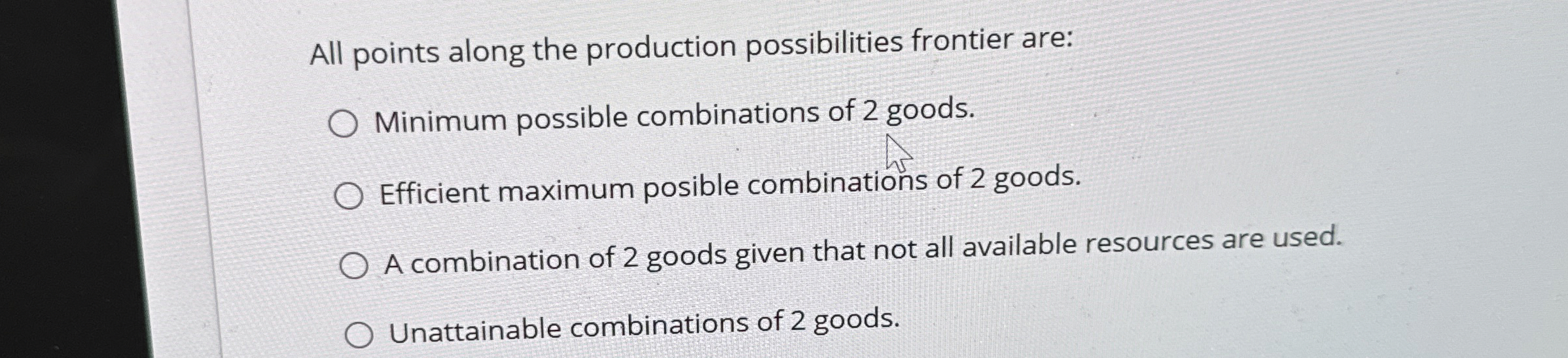 Solved All points along the production possibilities | Chegg.com