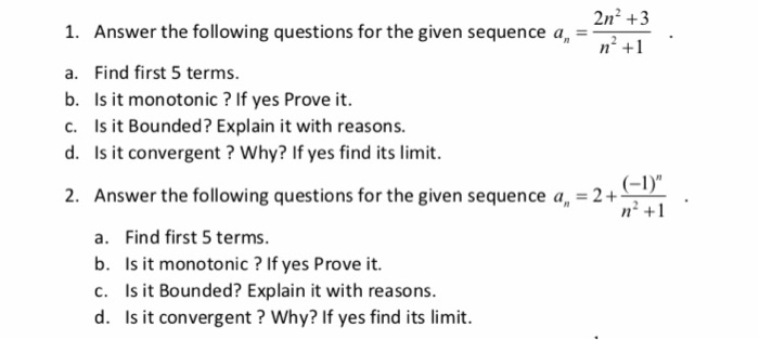 Solved 2n +3 1. Answer the following questions for the given | Chegg.com