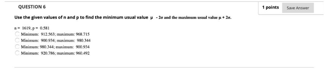 Solved QUESTION 6 1 points Save Answer Use the given values | Chegg.com