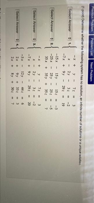 Solved Previous Problem Problem List Next Problem (1 point) | Chegg.com