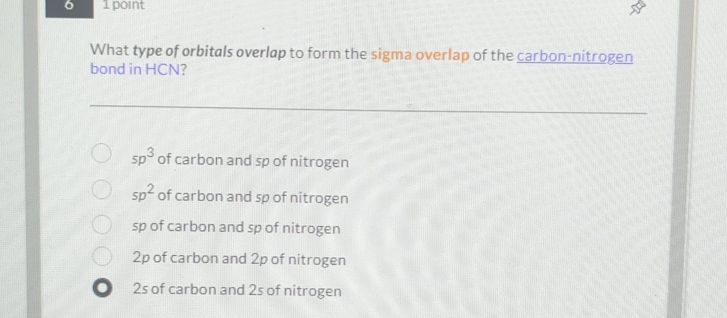 Solved What type of orbitals overlap to form the sigma | Chegg.com