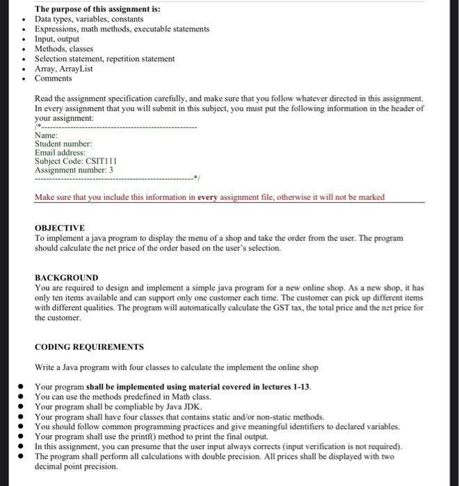 Solved The purpose of this assignment is: Data types, | Chegg.com