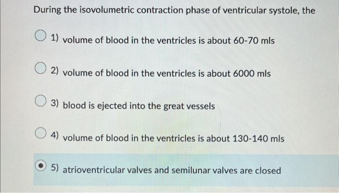 Solved During the isovolumetric contraction phase of | Chegg.com