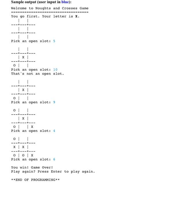 Solved Question 1: Noughts and Crosses Game According to | Chegg.com