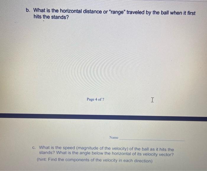 Solved b. What is the horizontal distance or "range | Chegg.com