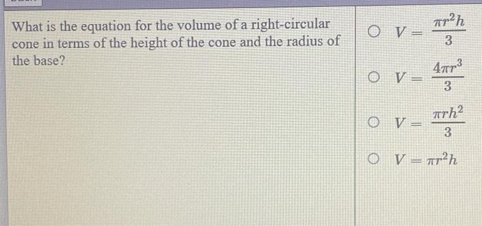 volume of circular cone equation